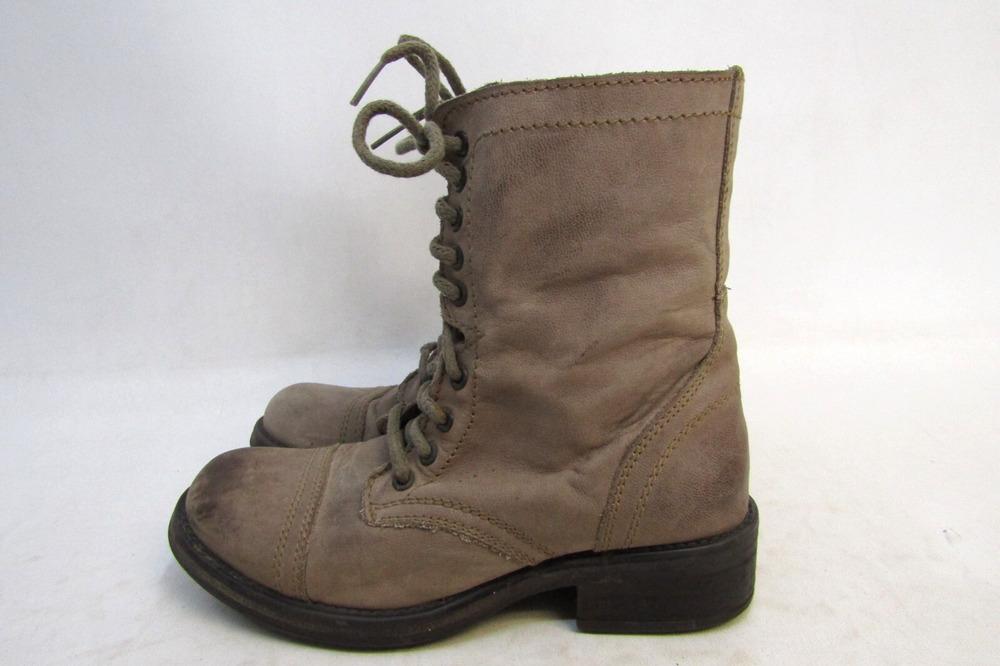 STEVE MADDEN Womens Sz 7 M Light Brown Leather Combat High Ankle Boots TROOPA